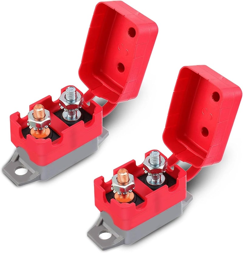 Tecledsn 2PCS DC 12V-24V Automatic Reset Circuit Breaker with Cover Stud Bolt, 30A Car Current Overload Protector Replacement for Car, RV, Bus, Truck, Car Engine, Battery Charger and More (30 Amp) - Image 1
